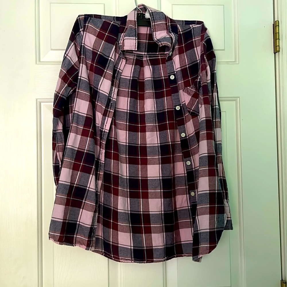 Purple plaid shirt from Old Navy